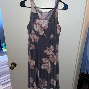 Gray and pink floral dress